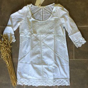 New Odd Molly White 100% Cotton Handmade Dress